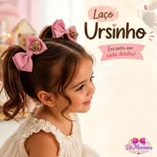 Par Laço Cabelo Menina Acessório Infantil Laço Cruzado Aplique Ursinho Bico de Pato e xuxinha