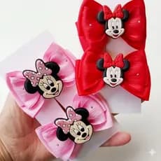 Parzinho de Laço Minnie para Cabelo de menina -Bico de Pato