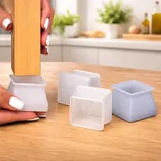 4 a 32 Protetor de Pé de Cadeira Silicone com Feltro Anti Risco Piso Madeira Porcelanato Kit Proteção