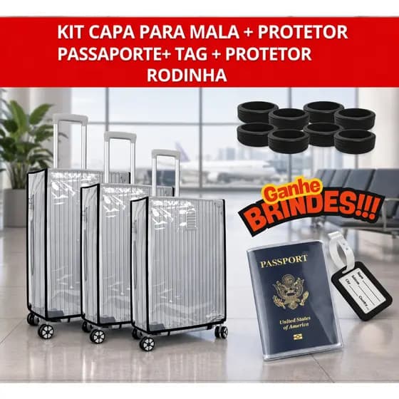 1 a 3 Capa Mala Viagem PVC Transparente Rodinha Protetora Protetor Bagagem Impermeável Anti Risco