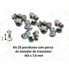 Parafuso com arruela isolador para transistor m3x 7,8mm (kit 25 unidades)