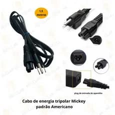 Cabo de Força, energia para Computador, Monitor (Mickey)