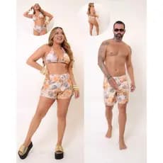 Kit 3 Peças Casal Shorts e Conjunto Biquini Alta Qualidade