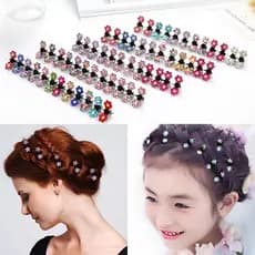 Mini Presilhas de Cabelo com Strass Colorido em Formato de Flor, Grampos para Penteados e Tranças