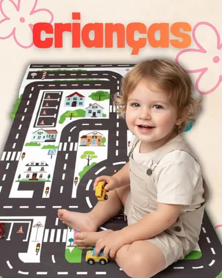 Pista Tapete Infantil de Lona policia 100x65cm - Tapete Dobrável e Super Educativo