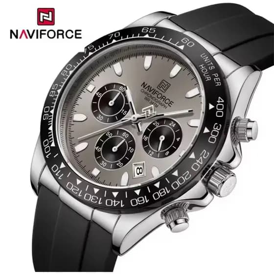Naviforce relógio masculino de luxo, à prova d'água, esportivo, quartzo, pulseira de silicone, cronógrafo, luminoso.
