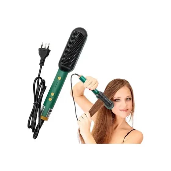 Escova Alisadora Alisa, Hidrata, Modela, Alinha De Cabelo Original 5 Em 1 Anti-Frizz Profissional 110/240V Cor Verde