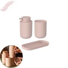 Kit Banheiro 3 Pçs Bold Ou Composto por Porta Sabonete Líquido Porta Algodão e Bandeja