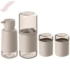 Conjunto Lavabo Banheiro 4 Peças Com Porta Escovas Porta Sabonete Líquido Porta Algodão e Porta Cotonete