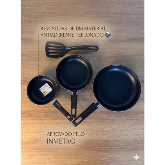 Kit de Frigideiras - Antiaderentes - 2 Frigideiras+ 1 Frita ovo+ 1 Espátula