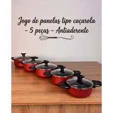 Jogo de Panelas com alça- 5 peças + 5 utensílios de cozinha nylon