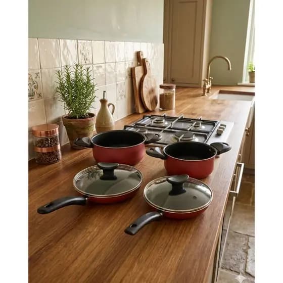 Kit Cozinha 4 Peças – 2 Caçarolas com Tampa de Vidro e 2 Frigideiras Antiaderentes