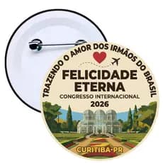 Botons Congresso Internacional Curitiba 2026 3,7cm Personalizados | Lembrança JW | Alta Qualidade