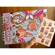 Livro de Colorir Capivara - A5 180g - Caderno Colorir Capivaras- capa dura-Capivaras