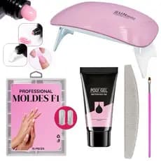 Kit  poligel polygel para iniciante vai lixa de unha + cabine sun led/UV
