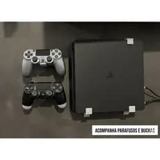 Kit Suporte de Parede PS4 Slim + 2 Suportes Controles + Buchas e Parafusos
