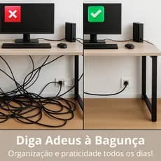 Kit 6 Organizador De Cabos para Esconder Fios Embaixo de Mesa Setup Gamer Resistente Organização