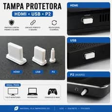 Kit Tampas USB / HDMI / P2 (fone de ouvido) Anti Poeira Proteção Portas