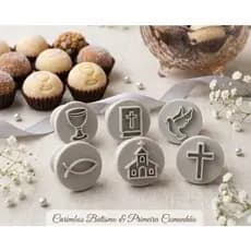 Kit Carimbo Marcador Brigadeiros Batizado Batismo Primeira Comunhão Molde Festa Confeitaria Beijinho