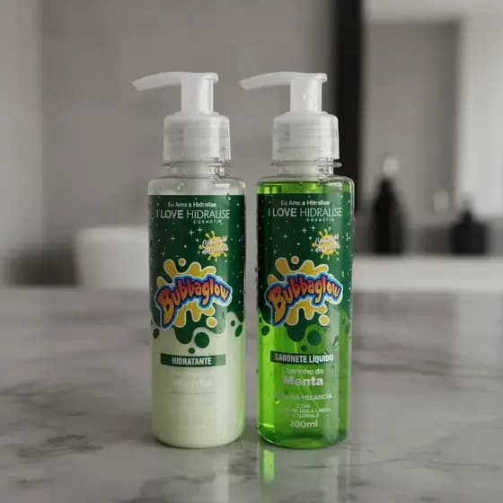 Kit Bubbaglow Menta Sabonete Liquido + Hidratante 2 Peças