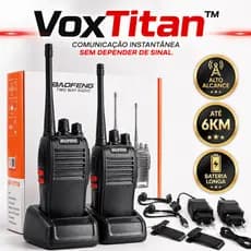 Rádio Comunicador BF-777S Baofeng Walkie Talkie 6km Bivolt Profissional 16 Canais Longo Alcance