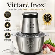 Multiprocessador de Alimentos Elétrico 3L Inox 550W 110V 3 Lâminas Picador Carne E Legumes