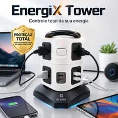 Torre De Tomadas Com USB 7 Entradas Universal 2 Andares Extensão Elétrica Vertical 1,8m Bivolt