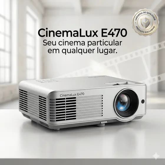 Projetor Portátil E470 HD Nativo 4500 Lumens WiFi Dual Bluetooth 5.0 150” Cinema Em Casa