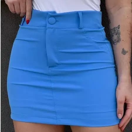 Short saia curta feminino cintura alta alfaiataria lançamento verão 2025 cores vibrantes sem transparência