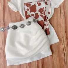 Short Saia Fanzido Grapeado Neoprene Cintura Alta  Promoção