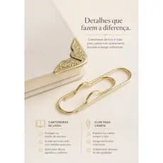 Kit Acessórios Caderno e Planner | 2 Clipes Coração + 8 Cantoneiras Decorativas presente papelaria customização