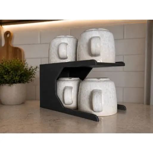 kit Prateleira Organizadora de Xícaras Mesa Armário – Prático, Compacto e Elegante para Cozinha