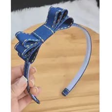 tiara ou arquinho jeans laço básico jeans para dia dia infantil.