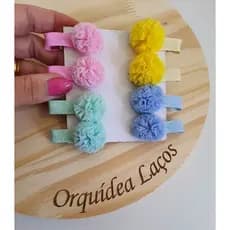 kit 4 parzinho de pompom ,hair clips bebe, parzinho pompom colorido, laço pompom de menina