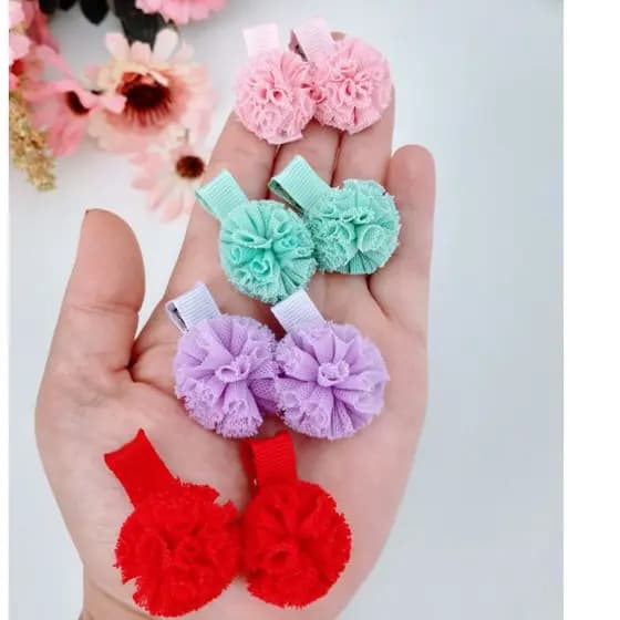 laço de menina, parzinho pompom infantil,hair clips rosa.