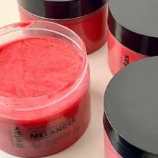 Esfoliante melancia + vitamina c e manga rosa + água de coco corpo rosto porán hidrata e remove células mortas