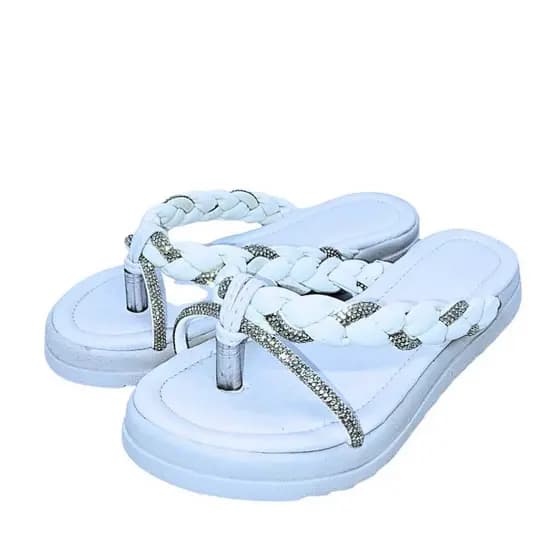 Chinelo Infantil Menina Feminino Strass Trançado Luxo