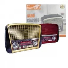 Rádio Retro 3W Bluetooth 5.1 com Lanterna Eletromex EL-1302 (***DISPONÍVEL 05 VERMELHO E 03 DOURADO)