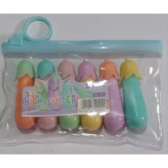 CANETA MARCA TEXTO, ESTOJO 6 CORES, PAPELARIA , MARCA TEXTO 6 CORES DIVERSAS