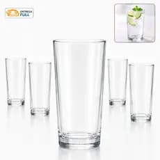 Jogo de Copos de Vidro Transparente Kit Até 12 Peças Água Suco Drink Resistente Elegante