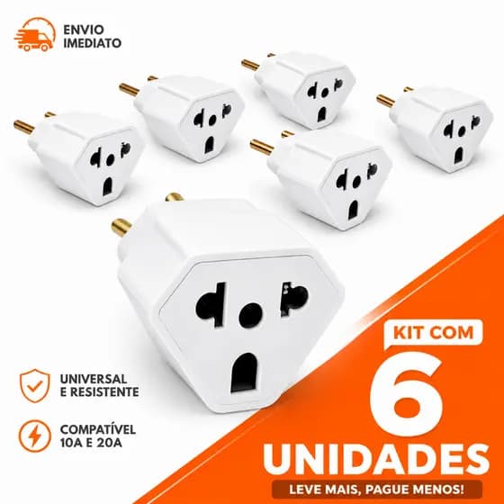 Adaptador de Tomada Ultra Resistente para Secador Air Fryer Benjamin Forno Bivolt 10A 20A Universal