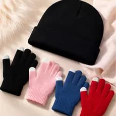 Kit Touca Luva Infantil Inverno Menino Menina Gorro de Frio Quentinho Confortável Criança Toca