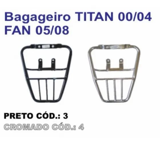 Bagageiro churrasqueira Titan Fan 125 150 2000 2004 até 2008 cromado ou preto