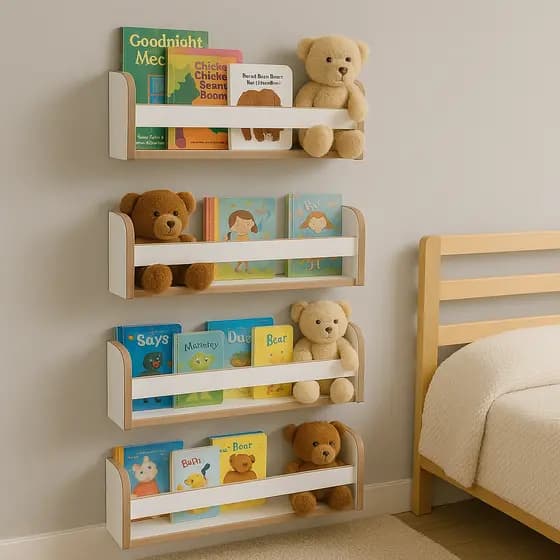 Kit 4 Prateleiras Estantes Suspensas Porta Livros Revistas Pelúcias Branca 45cm
