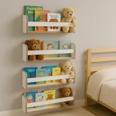Kit 4 Prateleiras Estantes Suspensas Porta Livros Revistas Pelúcias Branca 45cm