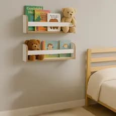 Kit 2 Prateleiras Estantes Suspensas Porta Livros Revistas Pelúcias Branca 45cm