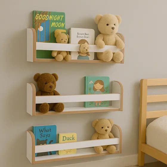 Kit 3 Prateleiras Estantes Suspensas Porta Livros Revistas Pelúcias Branca 45cm