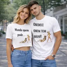 Kit Casal Carnaval 2026 Camiseta masculina + cropped feminino Manda quem pode... t-shirt oversize envio imediato