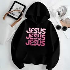 Blusa Moletom Canguru Unissex adulto e infantil Estampado Loves Forgive Jesus Look Cristão, Promoção Algodão