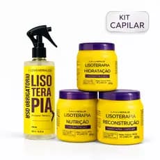 Kit Cabelo Liso Cronograma Capilar + Protetor Térmico Anti Frizz Lisoterapia